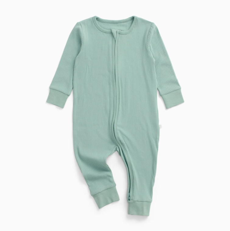 Ribbed Clever Zip Sleepsuit - Mint