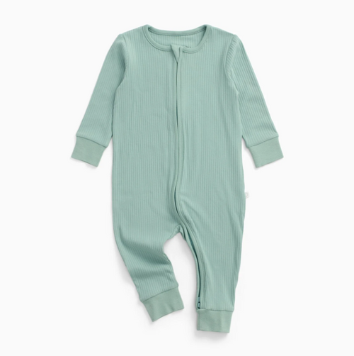 Ribbed Clever Zip Sleepsuit - Mint