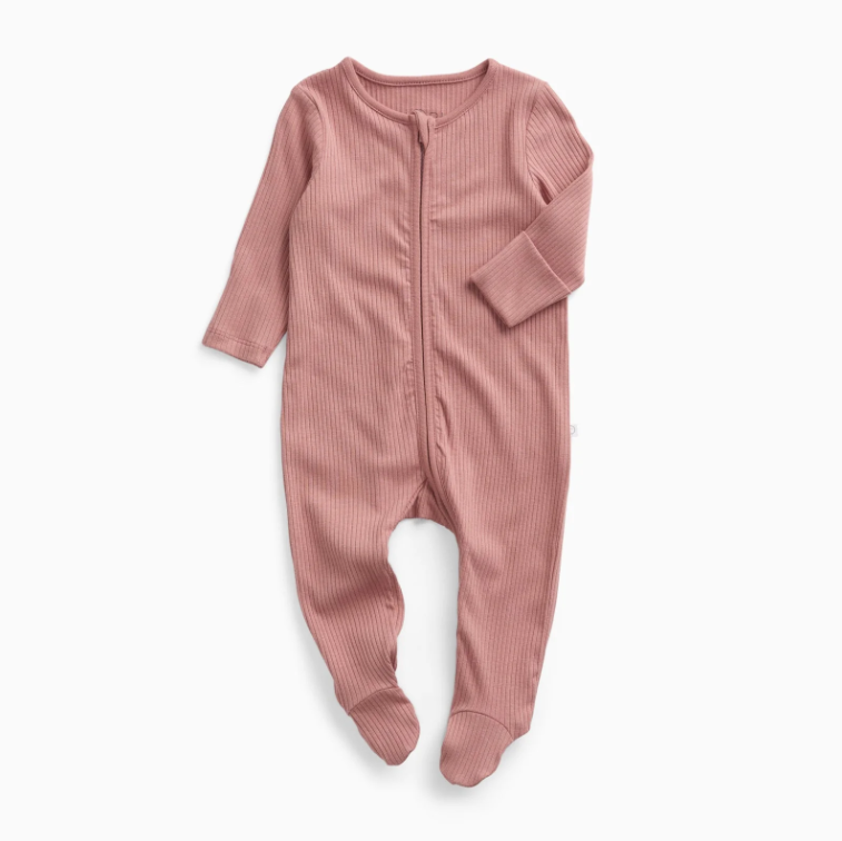 Ribbed Clever Zip Sleepsuit - Rose