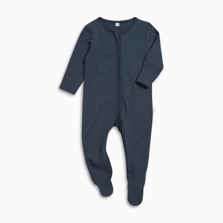 Ribbed Clever Zip Sleepsuit - Navy