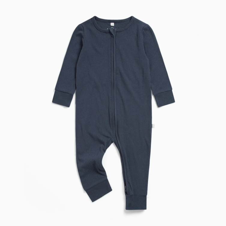 Ribbed Clever Zip Sleepsuit - Navy