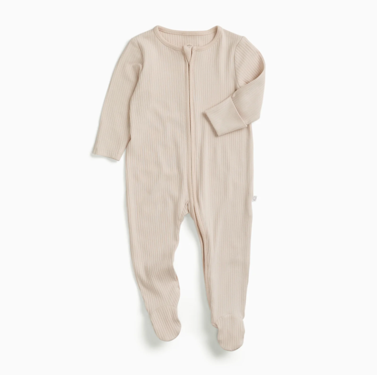 Ribbed Clever Zip Sleepsuit - Ecru