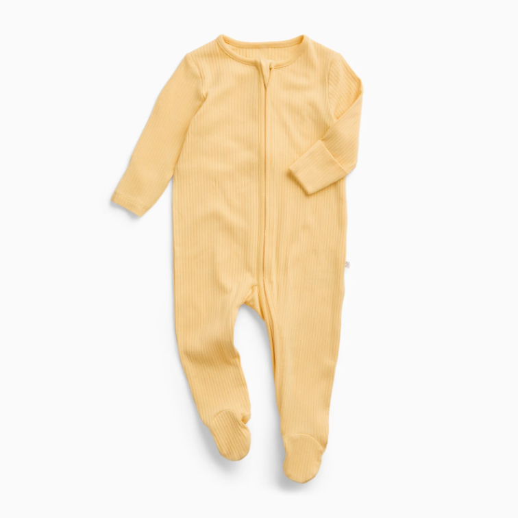 Ribbed Clever Zip Sleepsuit - Yellow